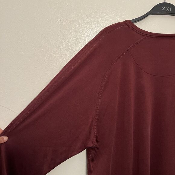 Wilke Rodriguez Contrast Stitch Silk Long Sleeve Crewneck Shirt, Brown- XXL Tall - Picture 8 of 11